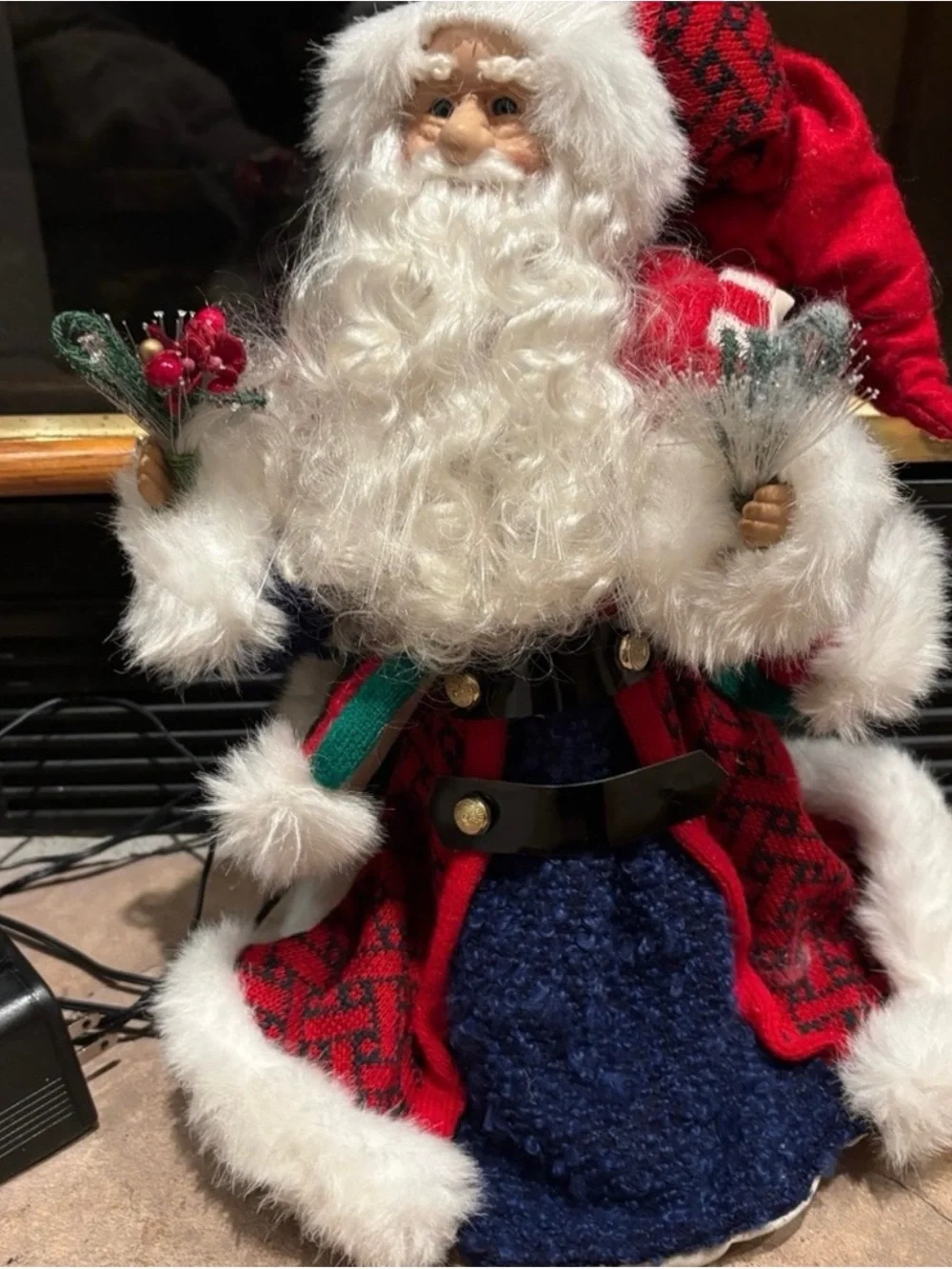 Festive Red Santa Figure with White Fur - Holiday Home Decor